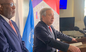 UN Secretary General António Guterres at a press conference