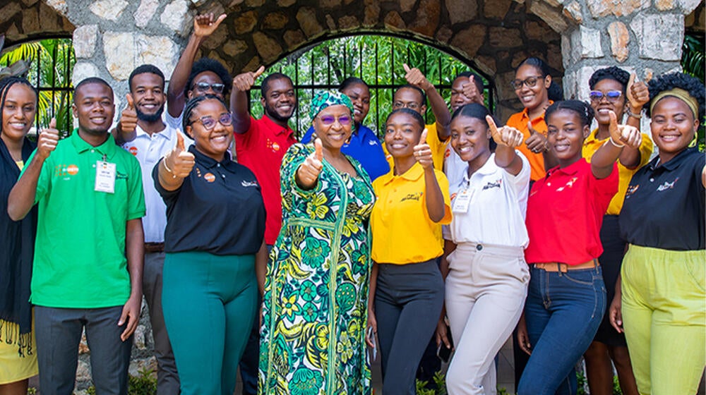 The trainees accompanied by the Deputy Representative of UNFPA in Haiti, Dr. Zalha Assoumana