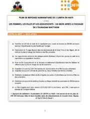 PLAN DE REPONSE HUMANITAIRE DE L’UNFPA EN HAITI